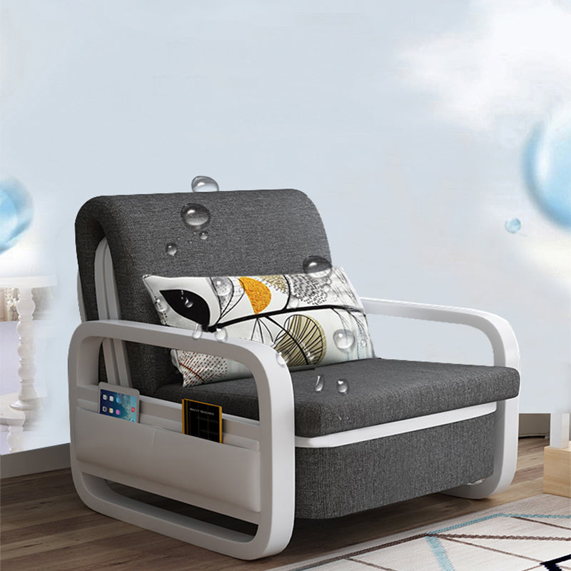 Contemporary Square Arm Convertible Cotton Blend Bed Sofa Couch in Grey Clearhalo 'furn' 'furn_sofas' 'Furniture' 'Living Room Furniture' 'Sofa' 'sofas' 5436478