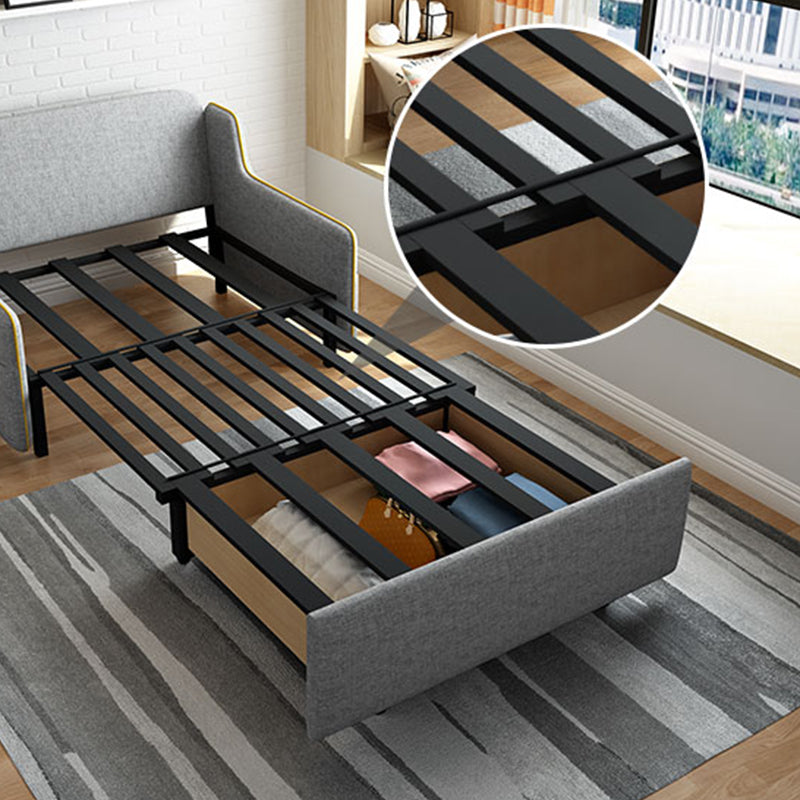 Divano di divano con divano con bidone in cotone contemporaneo convertibile in grigio