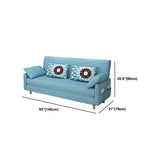 Convertible Cotton Blend Contemporary Square Arm Bed Sofa Couch in Blue