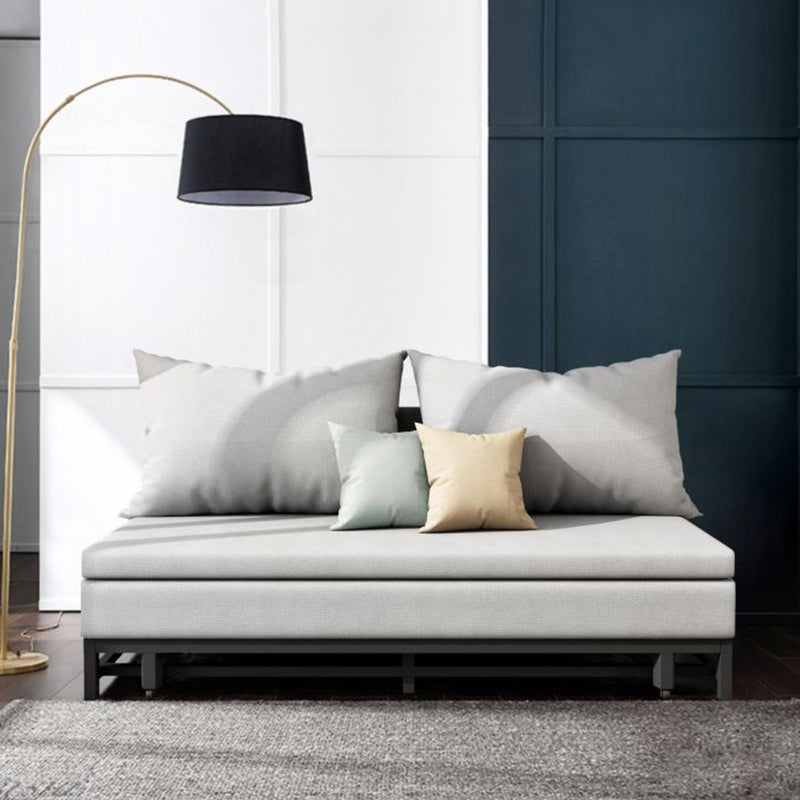 30.70 "W X31.49" Hリネンアームレスソファコンテンポラリーコンバーチブルソファベッド