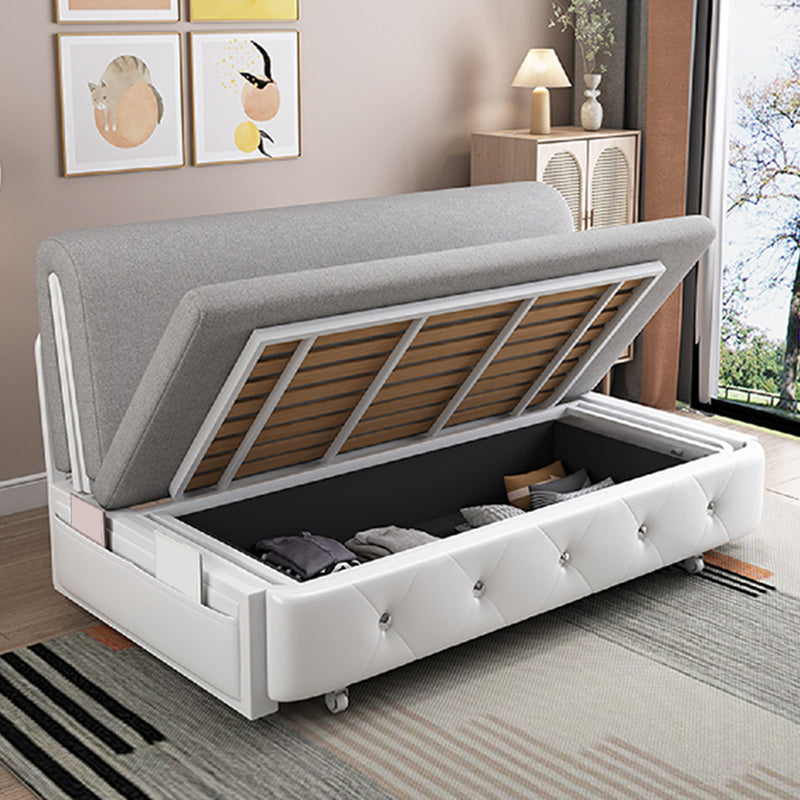 Armless Contemporary Cotton Blend Bed Sofa Couch with Pillows