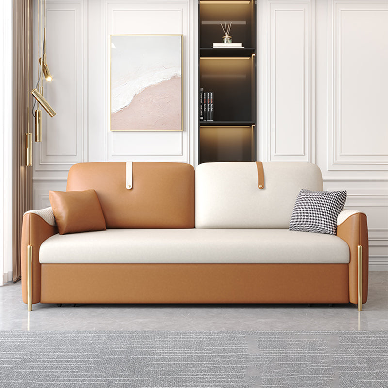 Square Arm Contemporary Faux Leather Stain Resistant Bed Sofa Couch with Pillows 55"L x 32"W x 32"H Clearhalo 'furn' 'furn_sofas' 'Furniture' 'Living Room Furniture' 'Sofa' 'sofas' 5436635