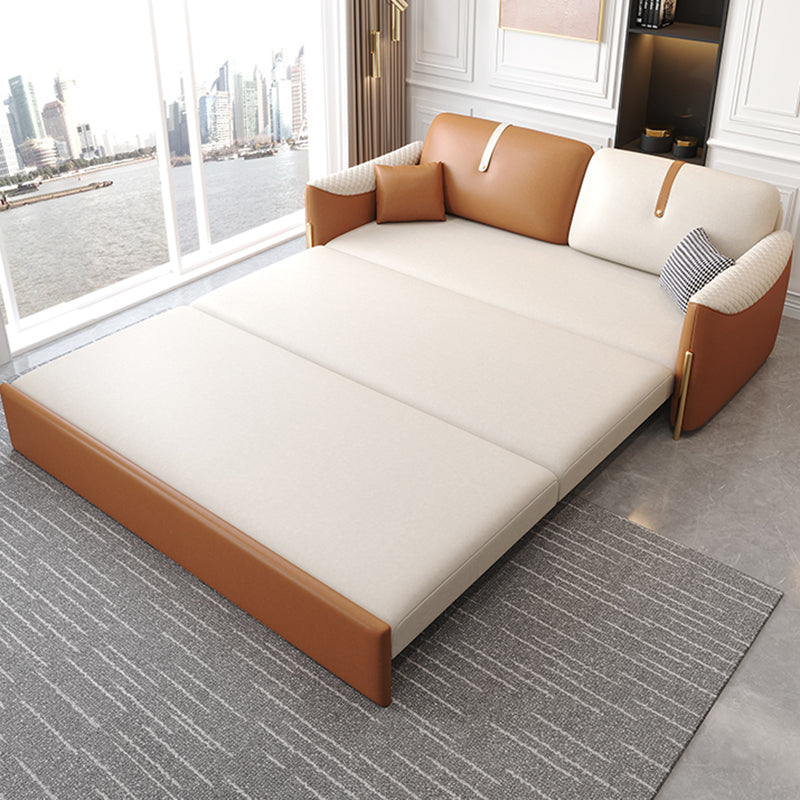 Square Arm Contemporary Faux Leather Stain Resistant Bed Sofa Couch with Pillows Clearhalo 'furn' 'furn_sofas' 'Furniture' 'Living Room Furniture' 'Sofa' 'sofas' 5436637