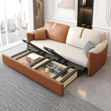 Square Arm Contemporary Faux Leather Stain Resistant Bed Sofa Couch with Pillows Clearhalo 'furn' 'furn_sofas' 'Furniture' 'Living Room Furniture' 'Sofa' 'sofas' 5436638