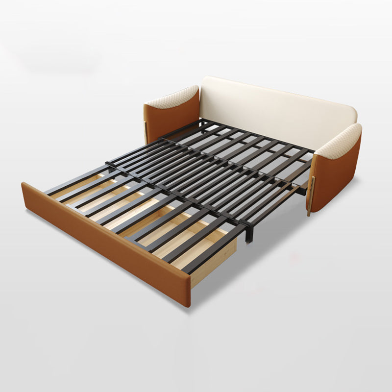 Square Arm Contemporary Faux Leather Stain Resistant Bed Sofa Couch with Pillows Clearhalo 'furn' 'furn_sofas' 'Furniture' 'Living Room Furniture' 'Sofa' 'sofas' 5436641