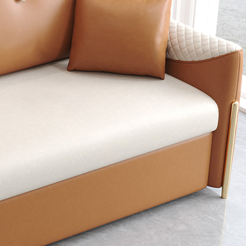 Square Arm Contemporary Faux Leather Stain Resistant Bed Sofa Couch with Pillows Clearhalo 'furn' 'furn_sofas' 'Furniture' 'Living Room Furniture' 'Sofa' 'sofas' 5436643