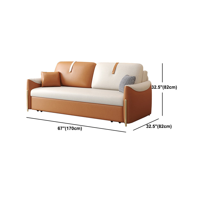 Square Arm Contemporary Faux Leather Stain Resistant Bed Sofa Couch with Pillows Clearhalo 'furn' 'furn_sofas' 'Furniture' 'Living Room Furniture' 'Sofa' 'sofas' 5436648