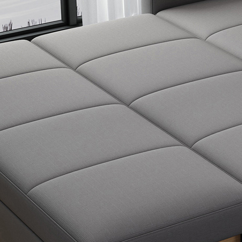 Contemporary Square Arm Cotton Blend Couch Bed with Pillows in Grey Clearhalo 'furn' 'furn_sofas' 'Furniture' 'Living Room Furniture' 'Sofa' 'sofas' 5436689