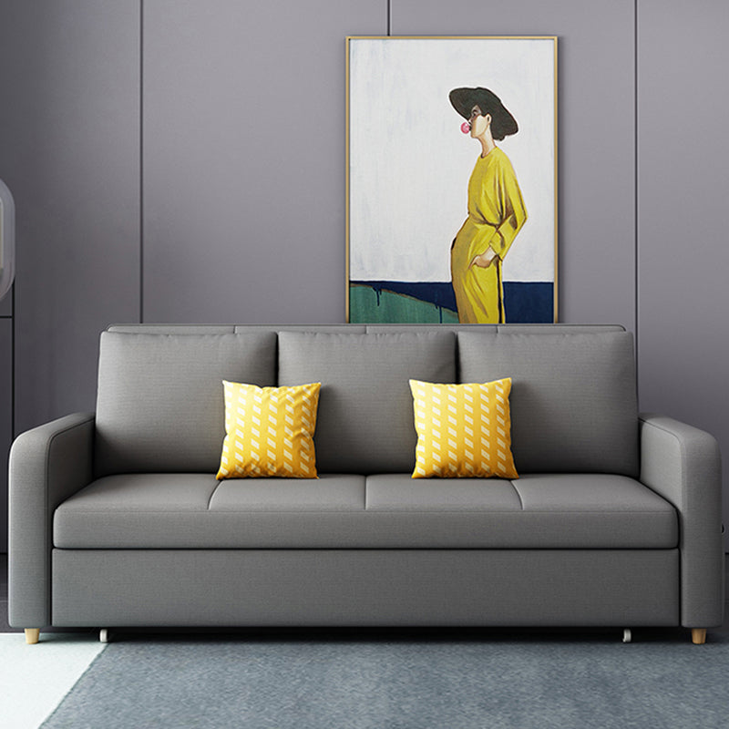 Contemporary Square Arm Cotton Blend Couch Bed with Pillows in Grey 47"L x 32"W x 33"H Clearhalo 'furn' 'furn_sofas' 'Furniture' 'Living Room Furniture' 'Sofa' 'sofas' 5436691