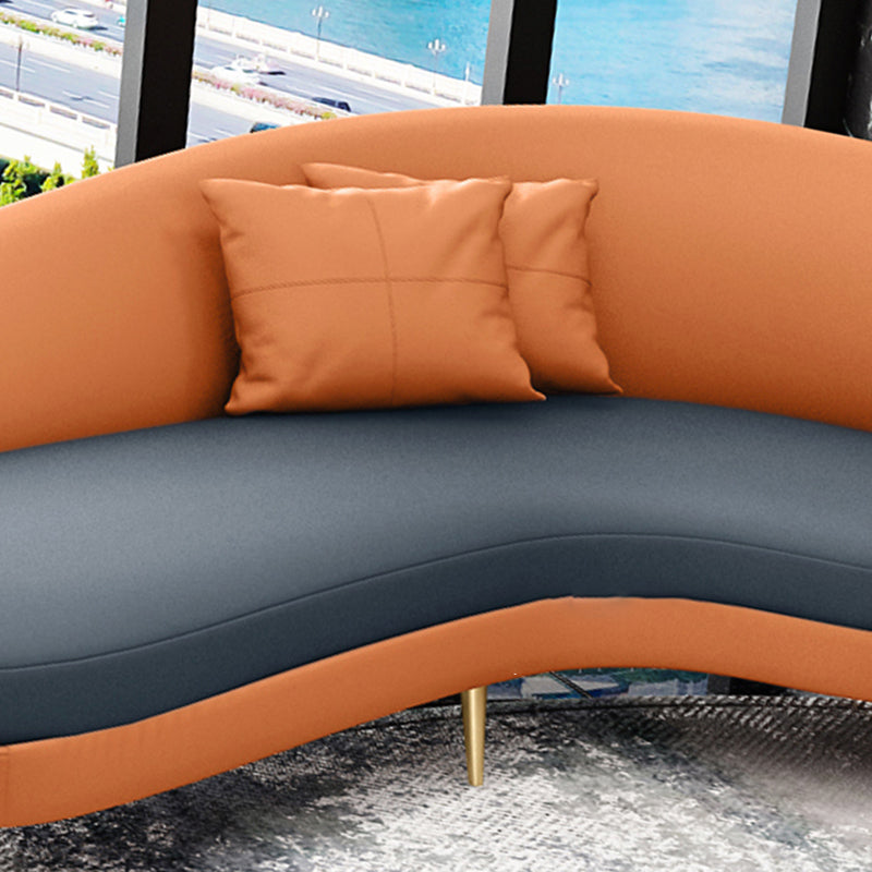 Divano a forma di luna curva contemporanea in pelle finta per soggiorno per soggiorno