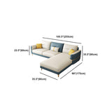 Glam Faux Leather Sofa Blue and Beige Square Arm Sofa with Pillows Clearhalo 'furn' 'furn_sectionals' 'Furniture' 'Living Room Furniture' 'Sectionals' 5436732