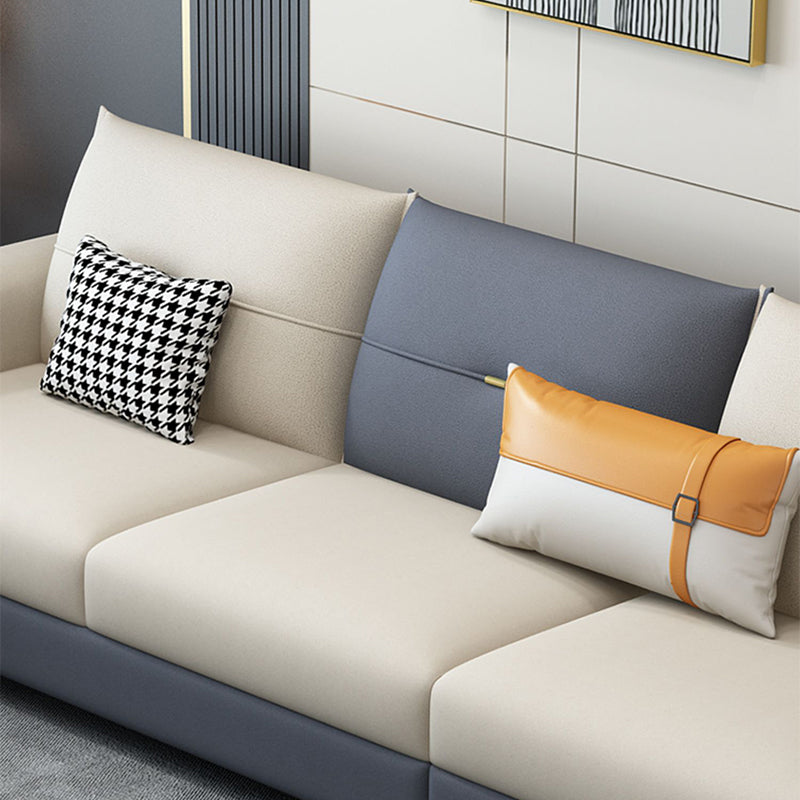 Faux Leather Square Arm Sofa Glam Grey and Beige Sofa Chaise Clearhalo 'furn' 'furn_sectionals' 'Furniture' 'Living Room Furniture' 'Sectionals' 5436788