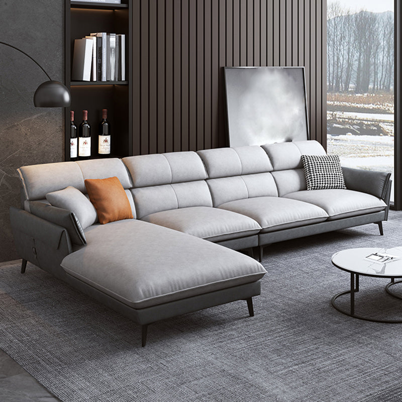 Contemporary Faux Leather Square Arm Sofa Sewn Pillow Back Sfa