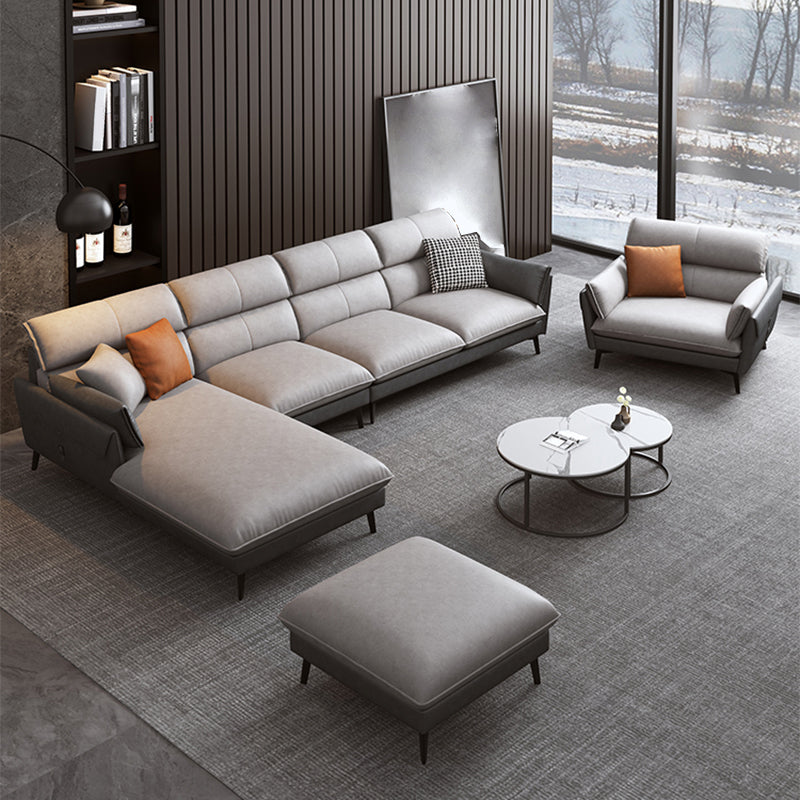 Contemporary Faux Leather Square Arm Sofa Sewn Pillow Back Sfa