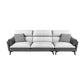Contemporary Faux Leather Square Arm Sofa Sewn Pillow Back Sfa