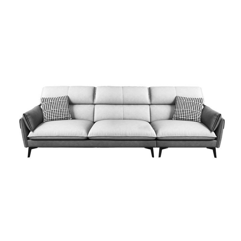 Contemporary Faux Leather Square Arm Sofa Sewn Pillow Back Sfa