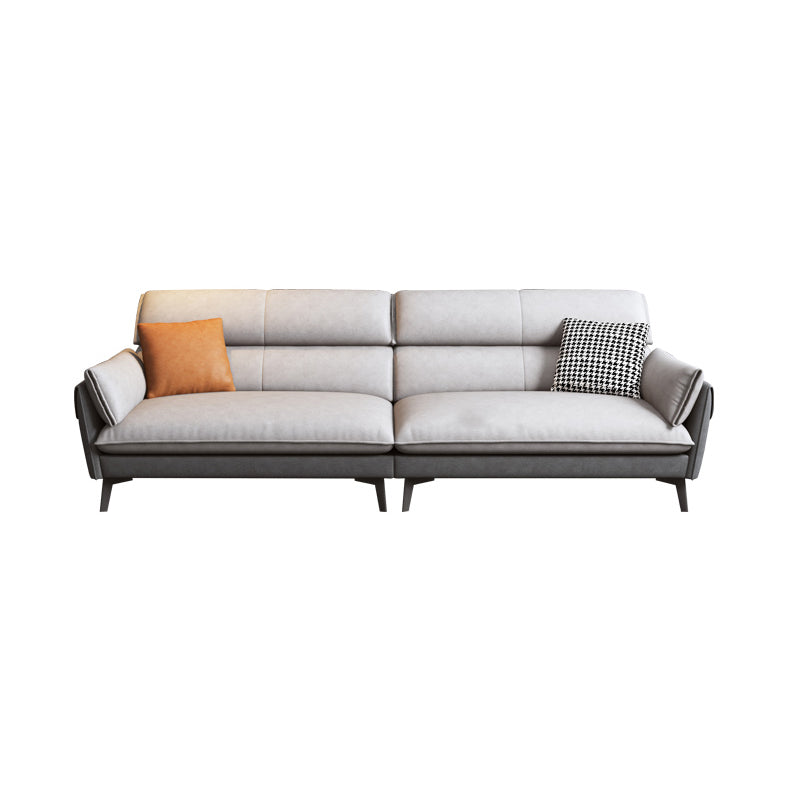 Contemporary Faux Leather Square Arm Sofa Sewn Pillow Back Sfa