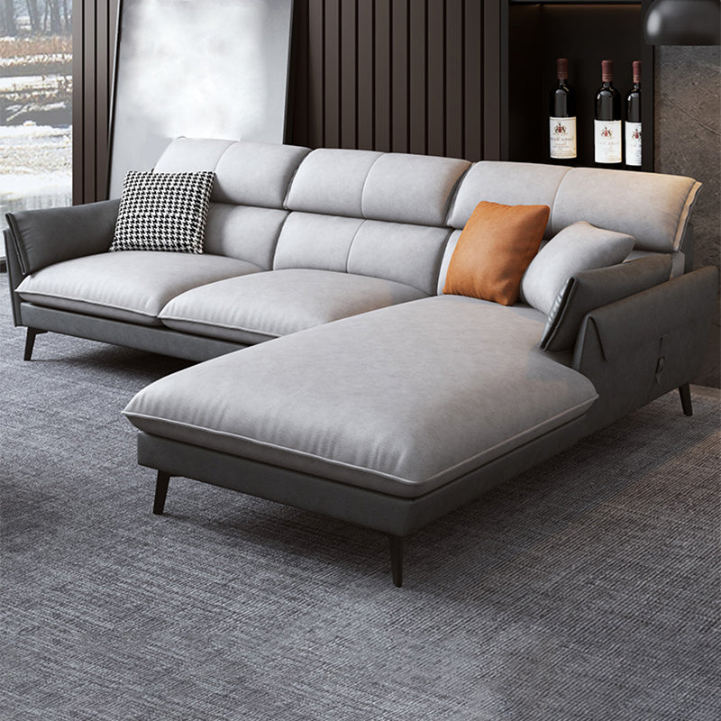 Contemporary Faux Leather Square Arm Sofa Sewn Pillow Back Sfa