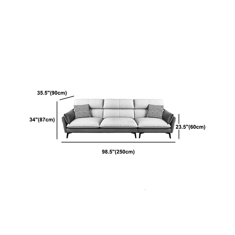 Contemporary Faux Leather Square Arm Sofa Sewn Pillow Back Sfa