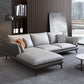 Faux Leather Sofa & Chaise Modern Flared Arm Sofa in Light Grey