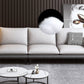 Faux Leather Sofa & Chaise Modern Flared Arm Sofa in Light Grey