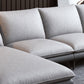 Faux Leather Sofa & Chaise Modern Flared Arm Sofa in Light Grey