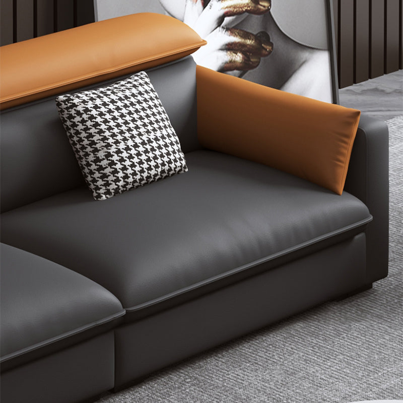 Divano contemporaneo di divano in pelle finta con cuscini di padri