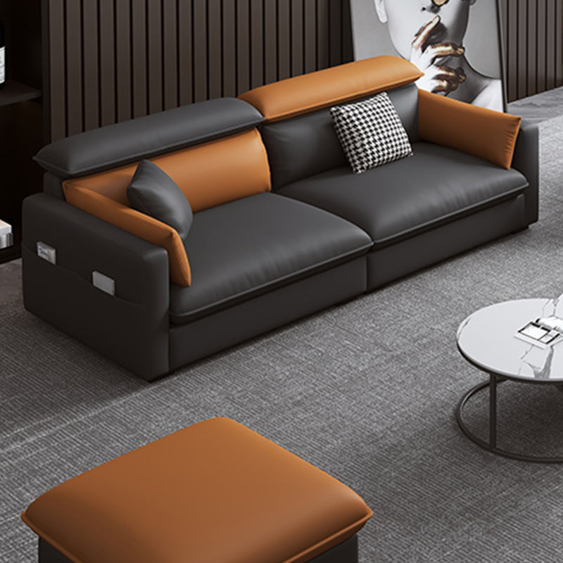 Divano contemporaneo di divano in pelle finta con cuscini di padri