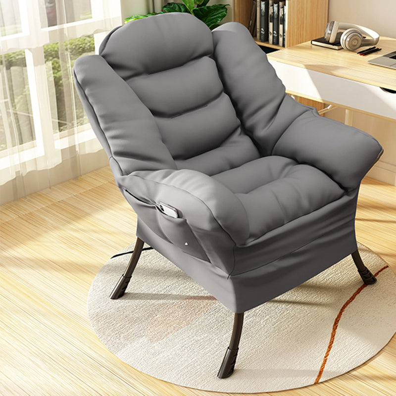 Solid Color Leather and Cotton Blend Accent Chair Set with Storage Light Gray Cotton Blend Clearhalo 'Accent Chairs' 'accent_chairs' 'Chairs & Seating' 'furn' 'furn_accent_chairs' 'Furniture' 'Living Room Furniture' 5436957