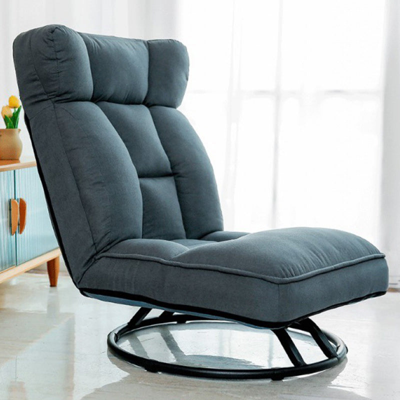 Linen Blend Sewn Pillow Back Chair for Apartment 21.65" Long Dark Gray Swivel Clearhalo 'Accent Chairs' 'accent_chairs' 'Chairs & Seating' 'furn' 'furn_accent_chairs' 'Furniture' 'Living Room Furniture' 5437021