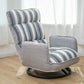 Linen Blend Sewn Pillow Back Chair for Apartment 21.65" Long Grey White Swivel Clearhalo 'Accent Chairs' 'accent_chairs' 'Chairs & Seating' 'furn' 'furn_accent_chairs' 'Furniture' 'Living Room Furniture' 5437023