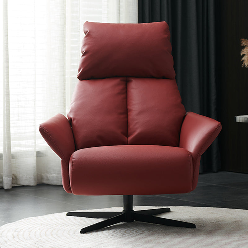 Solid Color Swivel Chair with Black Legs Arms Included Room Chair for Living Room Red Without Ottoman Clearhalo 'Accent Chairs' 'accent_chairs' 'Chairs & Seating' 'furn' 'furn_accent_chairs' 'Furniture' 'Living Room Furniture' 5437030