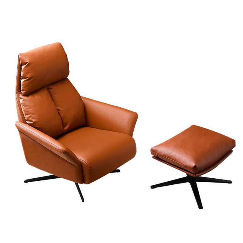 Solid Color Swivel Chair with Black Legs Arms Included Room Chair for Living Room Orange With Ottoman Clearhalo 'Accent Chairs' 'accent_chairs' 'Chairs & Seating' 'furn' 'furn_accent_chairs' 'Furniture' 'Living Room Furniture' 5437031