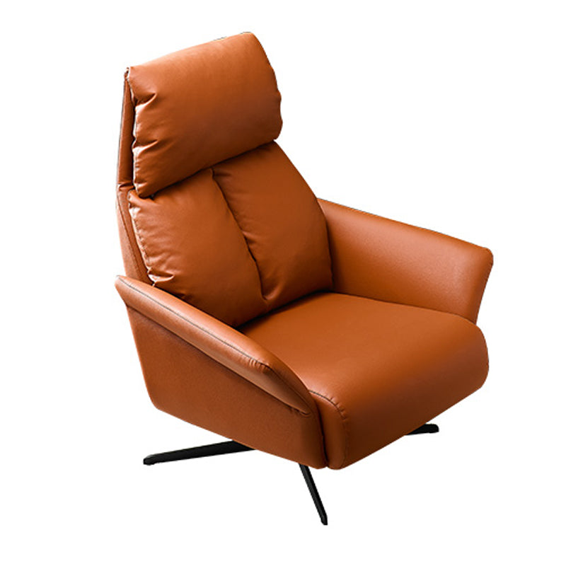 Solid Color Swivel Chair with Black Legs Arms Included Room Chair for Living Room Orange Without Ottoman Clearhalo 'Accent Chairs' 'accent_chairs' 'Chairs & Seating' 'furn' 'furn_accent_chairs' 'Furniture' 'Living Room Furniture' 5437032