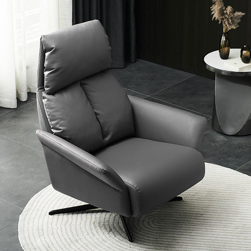 Solid Color Swivel Chair with Black Legs Arms Included Room Chair for Living Room Gray Without Ottoman Clearhalo 'Accent Chairs' 'accent_chairs' 'Chairs & Seating' 'furn' 'furn_accent_chairs' 'Furniture' 'Living Room Furniture' 5437033