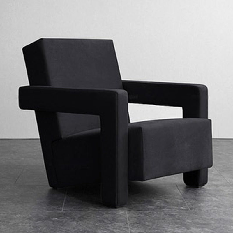 Solid Color Tight Back Square Arms Accent Chair Set with Fabric Seat