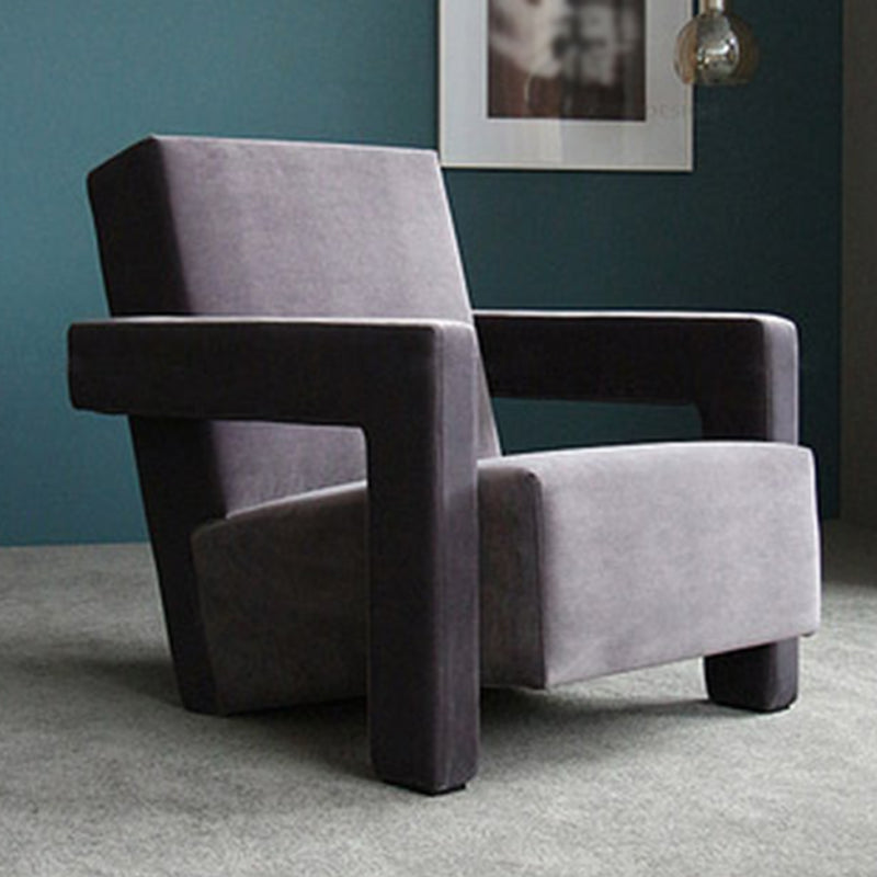 Solid Color Tight Back Square Arms Accent Chair Set with Fabric Seat