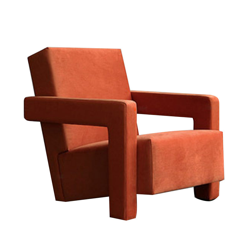 Solid Color Tight Back Square Arms Accent Chair Set with Fabric Seat