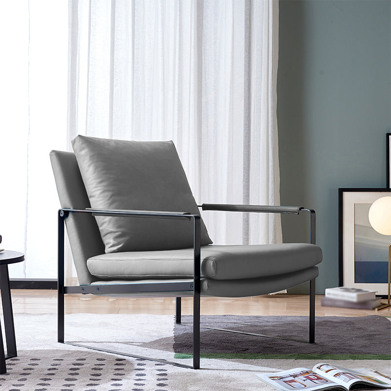 Microfiber and Genuine Leather Genuine Leather Sled Accent Chairs Light Grey Clearhalo 'Accent Chairs' 'accent_chairs' 'Chairs & Seating' 'furn' 'furn_accent_chairs' 'Furniture' 'Living Room Furniture' 5437068