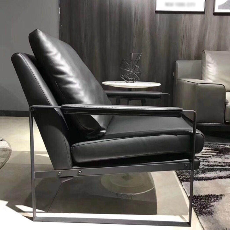 Microfiber and Genuine Leather Genuine Leather Sled Accent Chairs Black Clearhalo 'Accent Chairs' 'accent_chairs' 'Chairs & Seating' 'furn' 'furn_accent_chairs' 'Furniture' 'Living Room Furniture' 5437069