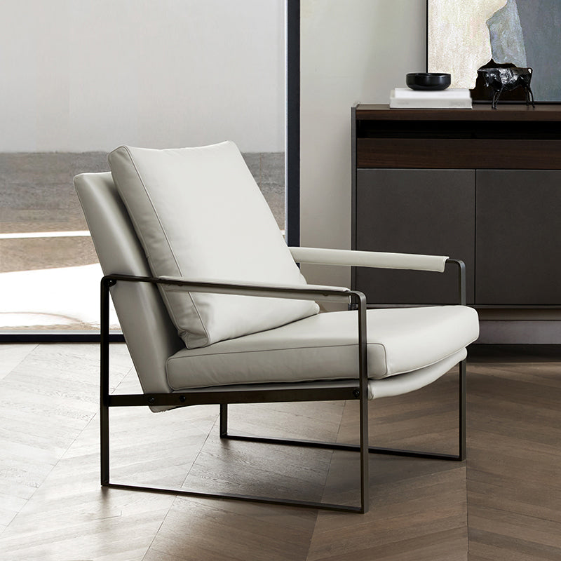 Microfiber and Genuine Leather Genuine Leather Sled Accent Chairs Beige Clearhalo 'Accent Chairs' 'accent_chairs' 'Chairs & Seating' 'furn' 'furn_accent_chairs' 'Furniture' 'Living Room Furniture' 5437070