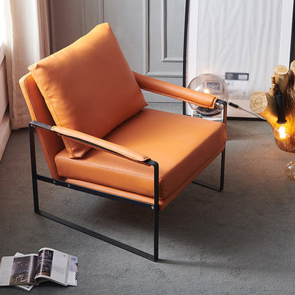 Microfiber and Genuine Leather Genuine Leather Sled Accent Chairs Orange Clearhalo 'Accent Chairs' 'accent_chairs' 'Chairs & Seating' 'furn' 'furn_accent_chairs' 'Furniture' 'Living Room Furniture' 5437075