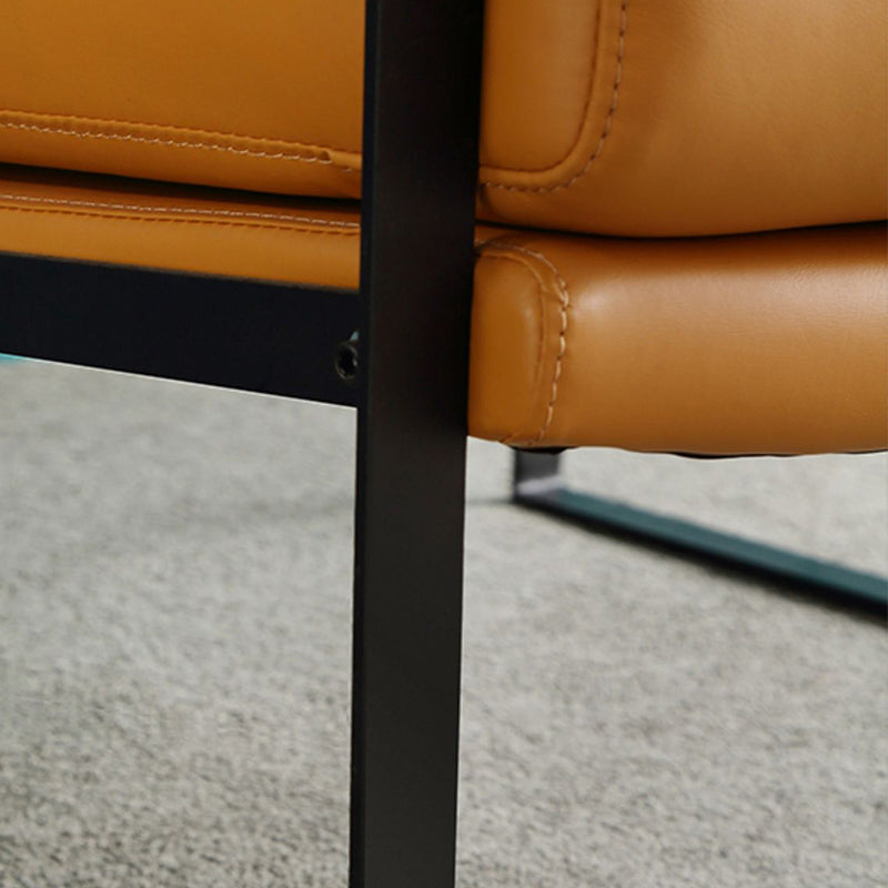 Microfiber and Genuine Leather Genuine Leather Sled Accent Chairs Clearhalo 'Accent Chairs' 'accent_chairs' 'Chairs & Seating' 'furn' 'furn_accent_chairs' 'Furniture' 'Living Room Furniture' 5437078