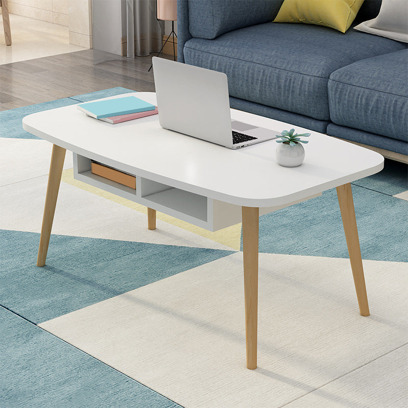 Modern Style Manufactured Wood Cocktail Table 4 Legs Coffee Table 47"L x 24"W x 16.5"H White Drawers Included Clearhalo 'Coffee & Accent Tables' 'Coffee Tables' 'coffee_tables' 'furn' 'furn_coffee_tables' 'Furniture' 'Living Room Furniture' 5437146