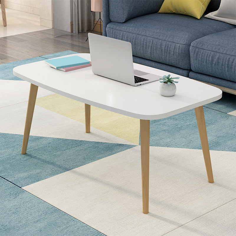 Modern Style Manufactured Wood Cocktail Table 4 Legs Coffee Table 31.5"L x 16"W x 16.5"H White Drawers Not Included Clearhalo 'Coffee & Accent Tables' 'Coffee Tables' 'coffee_tables' 'furn' 'furn_coffee_tables' 'Furniture' 'Living Room Furniture' 5437147