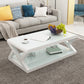 Modern Style Tempered Glass Top Cocktail Table Metal Frame Coffee Table