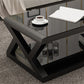 Modern Style Tempered Glass Top Cocktail Table Metal Frame Coffee Table