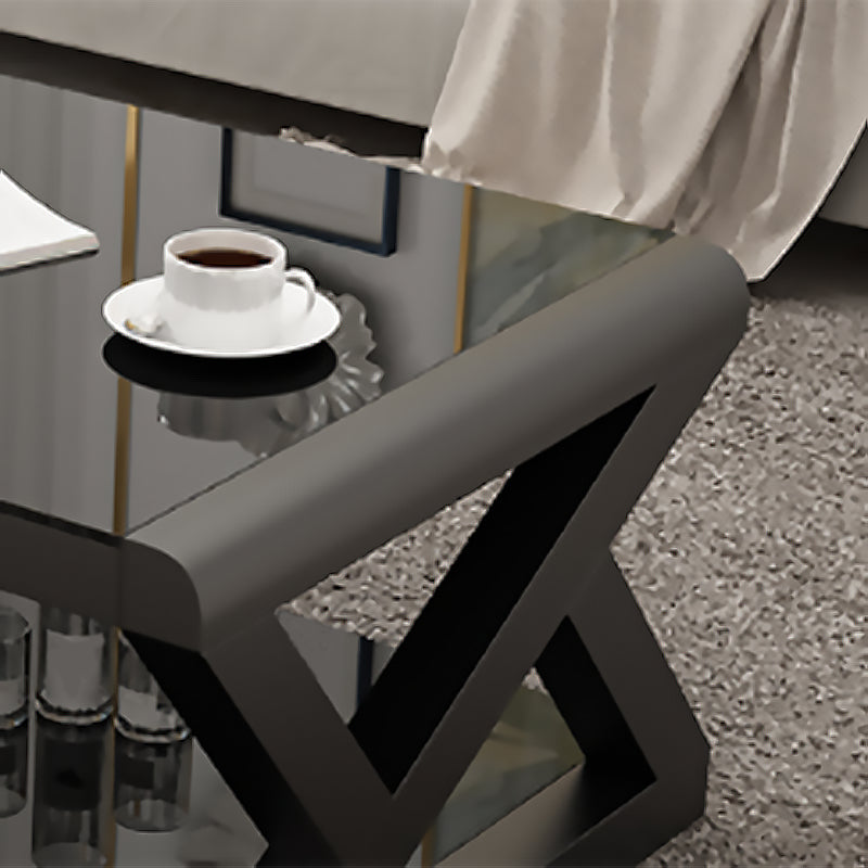 Modern Style Tempered Glass Top Cocktail Table Metal Frame Coffee Table