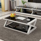 Modern Style Tempered Glass Top Cocktail Table Metal Frame Coffee Table