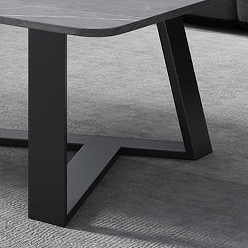 Glam Style Slate Top White Gold/black Top Black Metal Footer Coffee Table Clearhalo 'Coffee & Accent Tables' 'Coffee Tables' 'coffee_tables' 'furn' 'furn_coffee_tables' 'Furniture' 'Living Room Furniture' 5437211